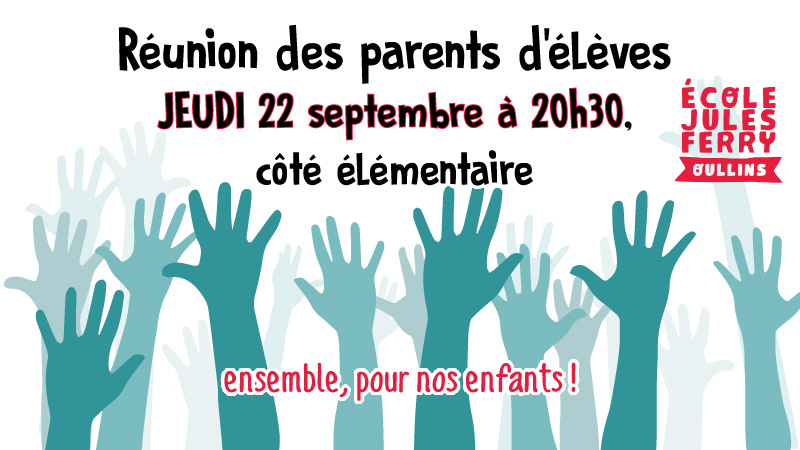 Lire la suite à propos de l’article Réunion parents d’élèves le jeudi 22 septembre à 20h30